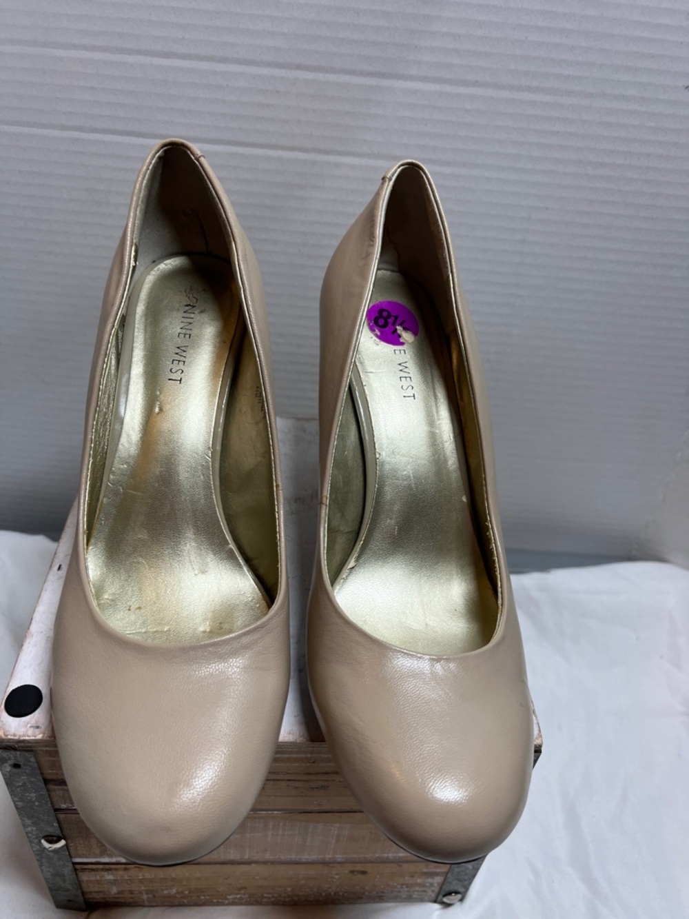 Nine West Beige Round-Toe Pumps